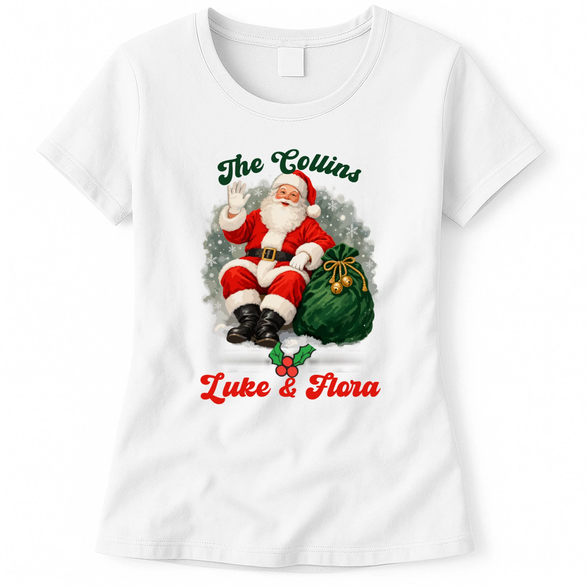 Personalized The Cool Santa Claus | Funny Christmas Santa Custom Name Women's T-Shirt - Front