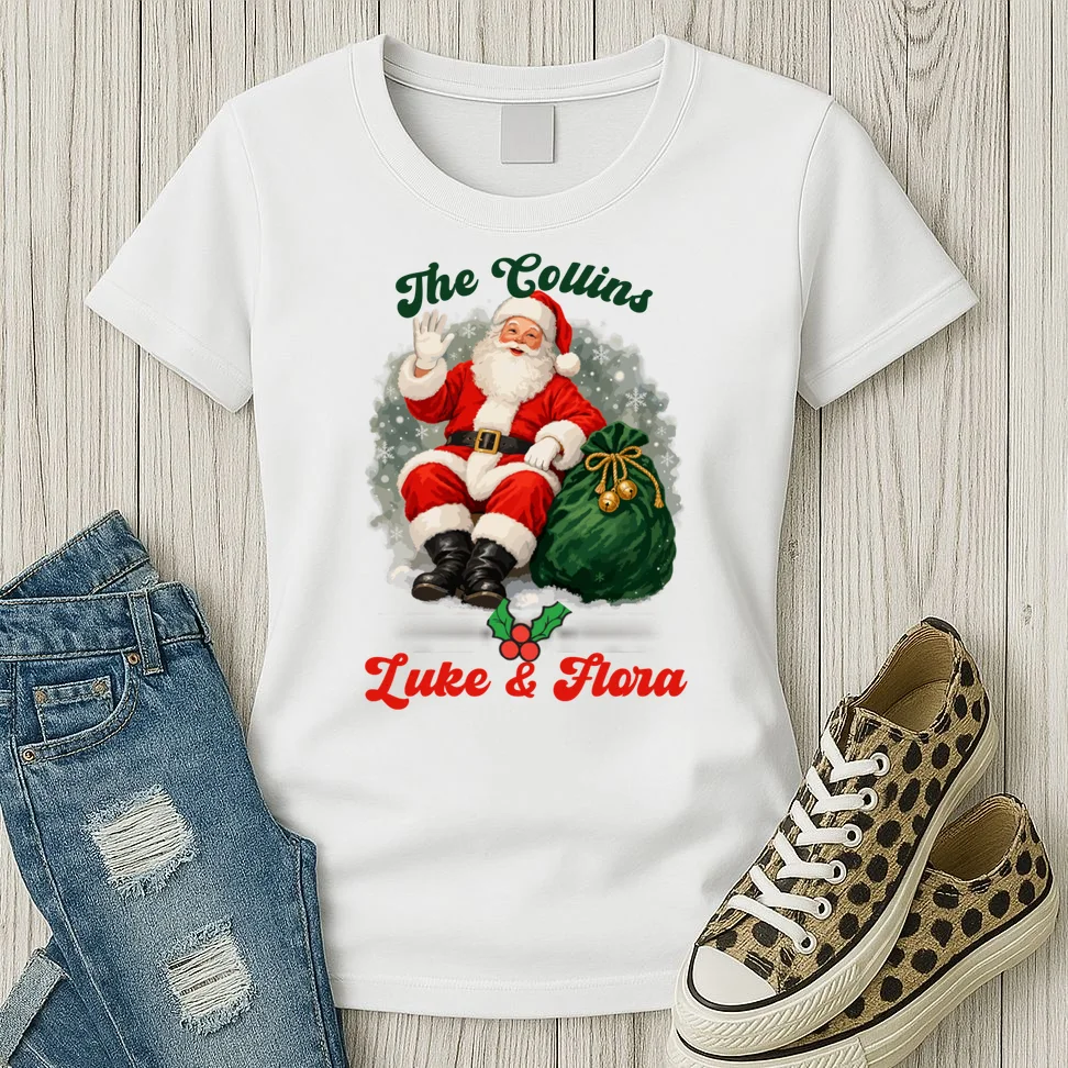 Personalized The Cool Santa Claus | Funny Christmas Santa Custom Name Women's T-Shirt - Front 2