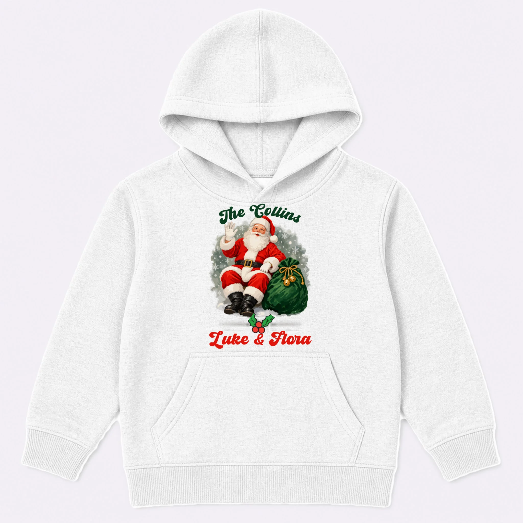 Personalized The Cool Santa Claus | Funny Christmas Santa Custom Name Kids Hoodie - Front