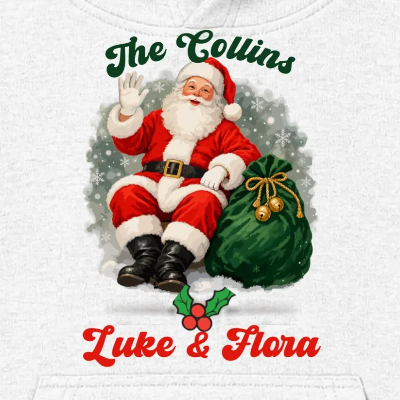 Personalized The Cool Santa Claus | Funny Christmas Santa Custom Name Kids Hoodie - Front - Close-up