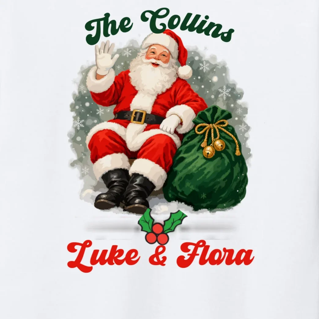 Personalized The Cool Santa Claus | Funny Christmas Santa Custom Name Kids Long Sleeve Pajamas - Front - Close-up