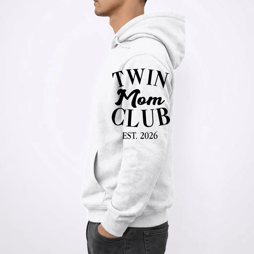 Twin Mom Club – Personalized Twin Motherhood Design Men's Hoodie - Left Sleeve