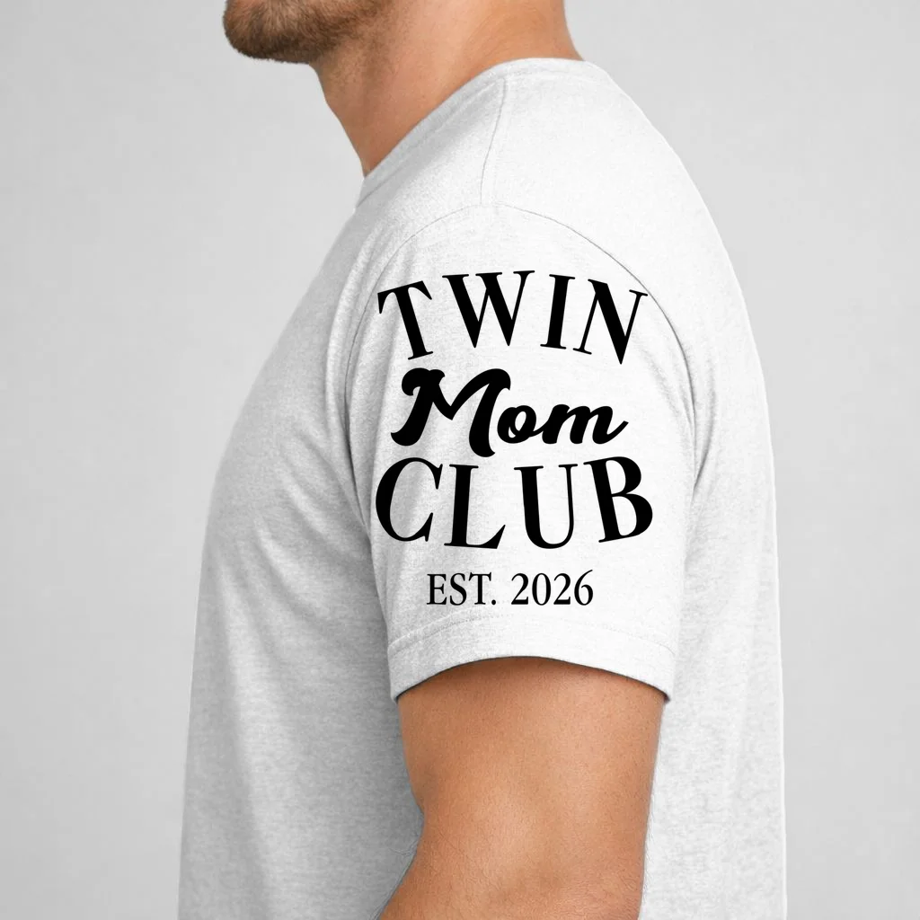 Twin Mom Club – Personalized Twin Motherhood Design Men's T-Shirt - Left Sleeve