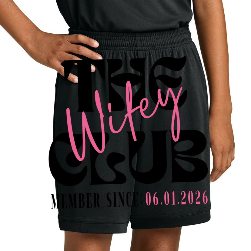 The Wifey Club Customizable Wedding Date Kids Shorts - Front 1