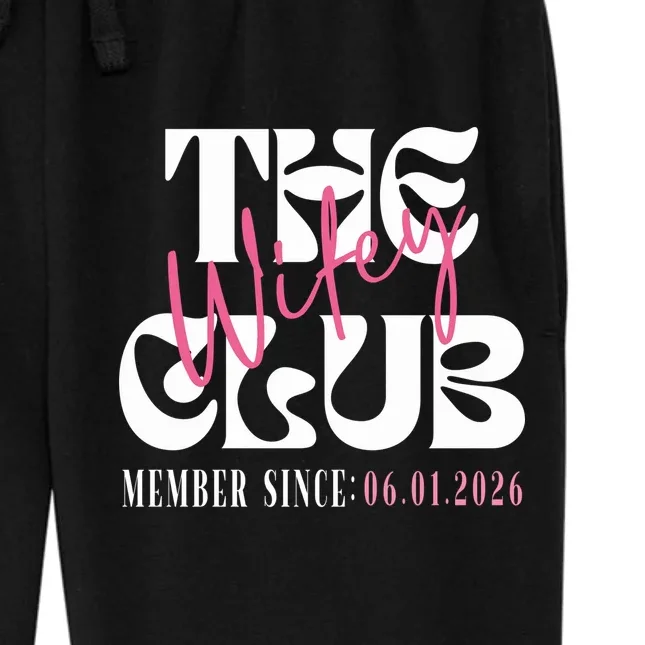 The Wifey Club Customizable Wedding Date Women's Fleece Sweatpants - Front - Close-up