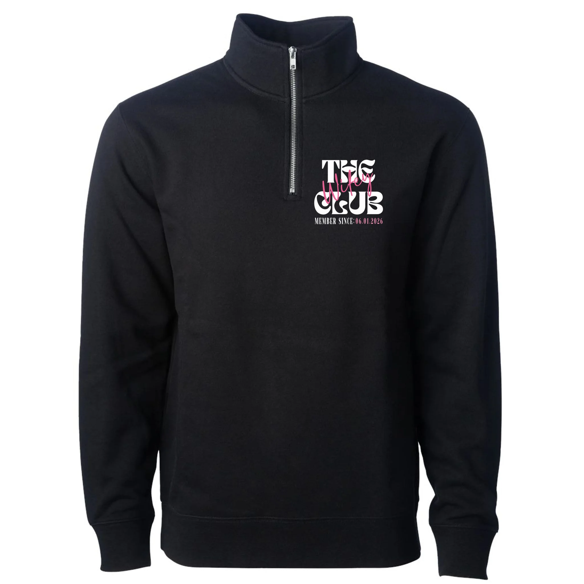 The Wifey Club Customizable Wedding Date Men's Pullover Quarter Zip - Front