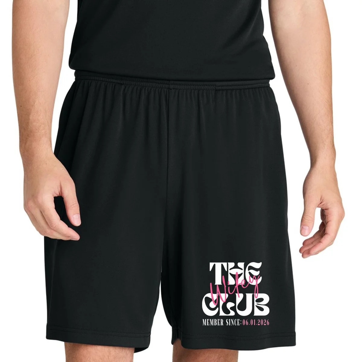 The Wifey Club Customizable Wedding Date Men's Shorts - Front 1