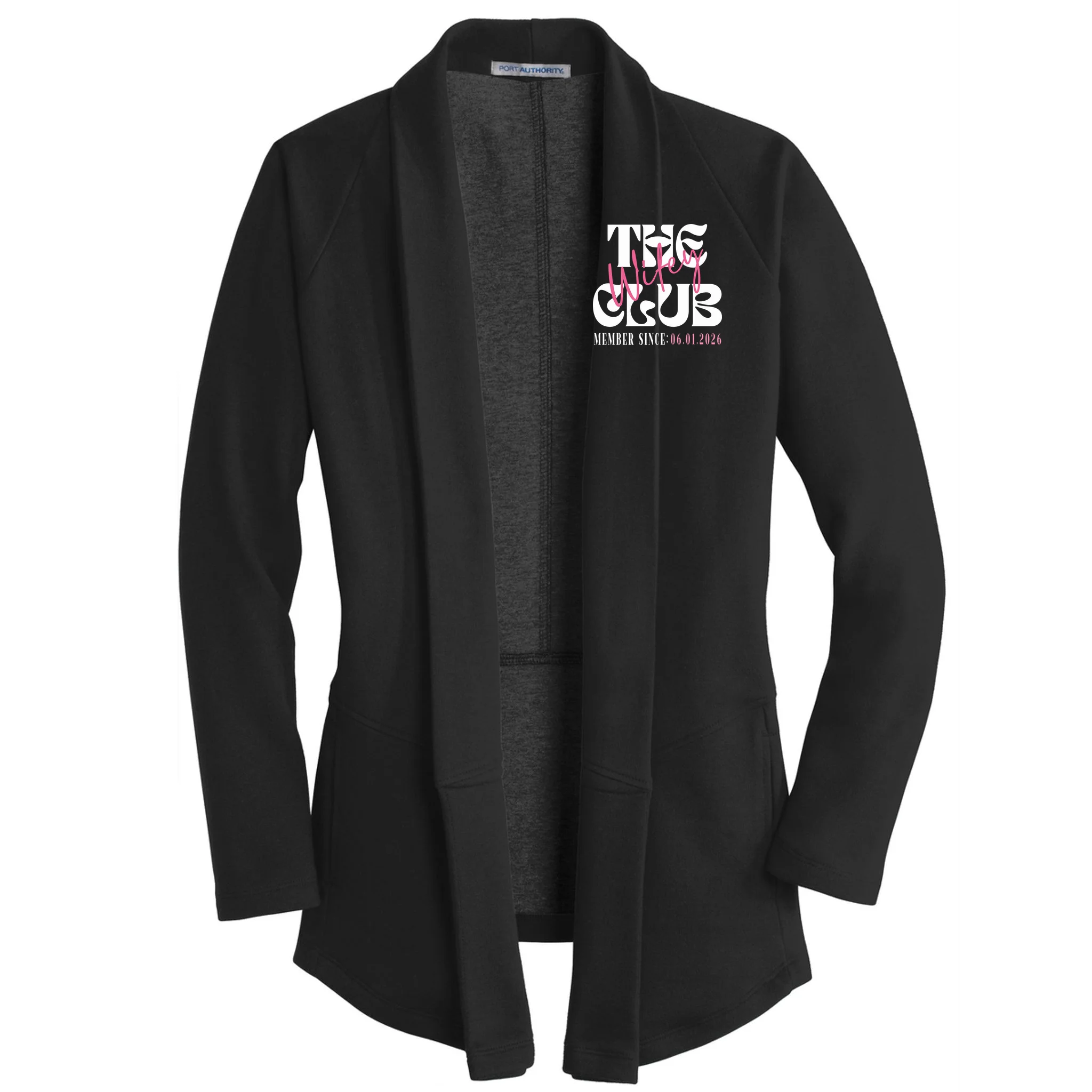 The Wifey Club Customizable Wedding Date Women's Cardigan - Front