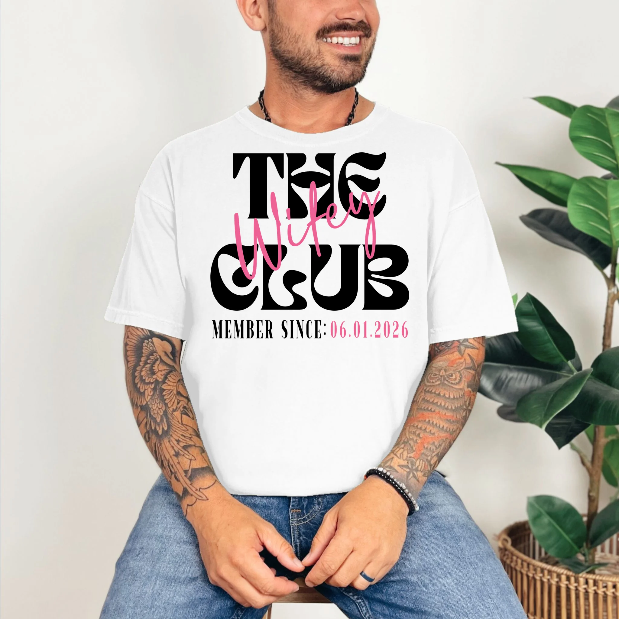 The Wifey Club Customizable Wedding Date T-Shirt - Front 2