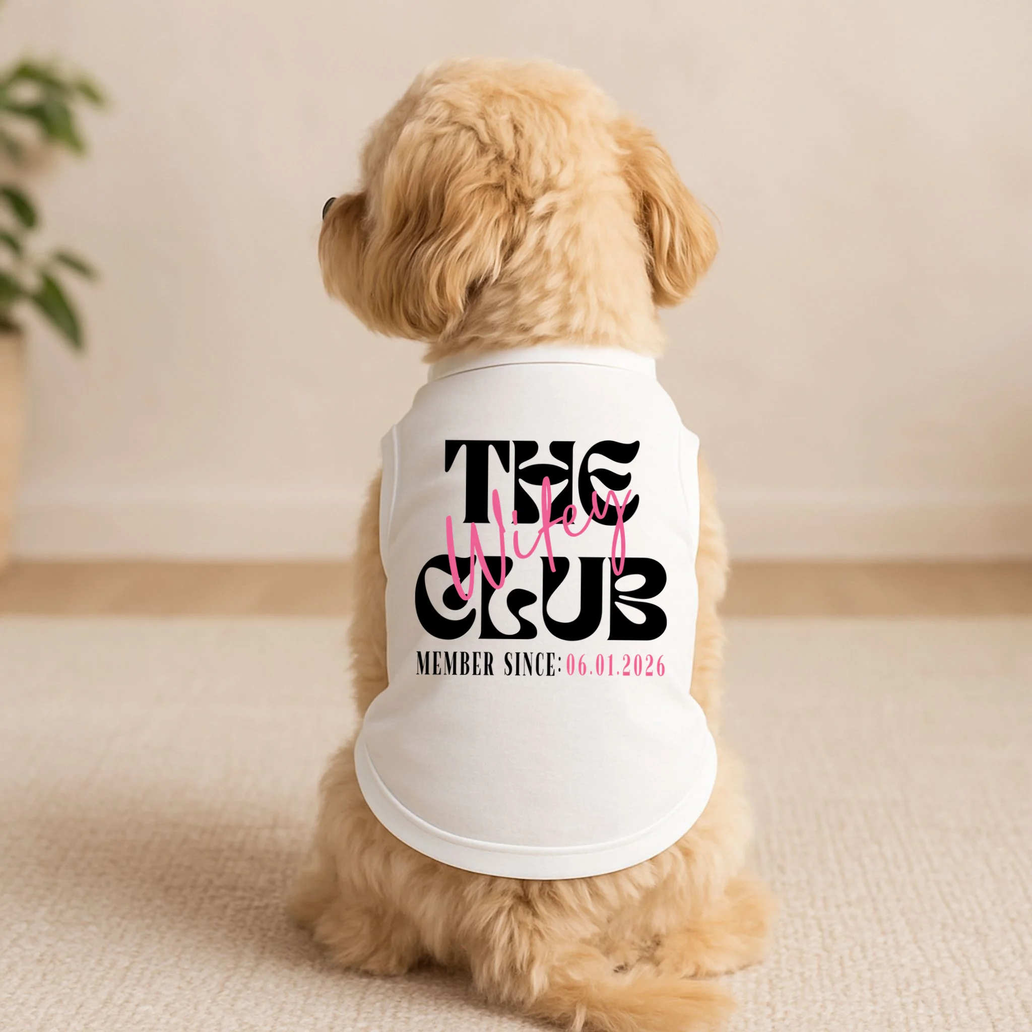 The Wifey Club Customizable Wedding Date Doggie Tank - Front 1