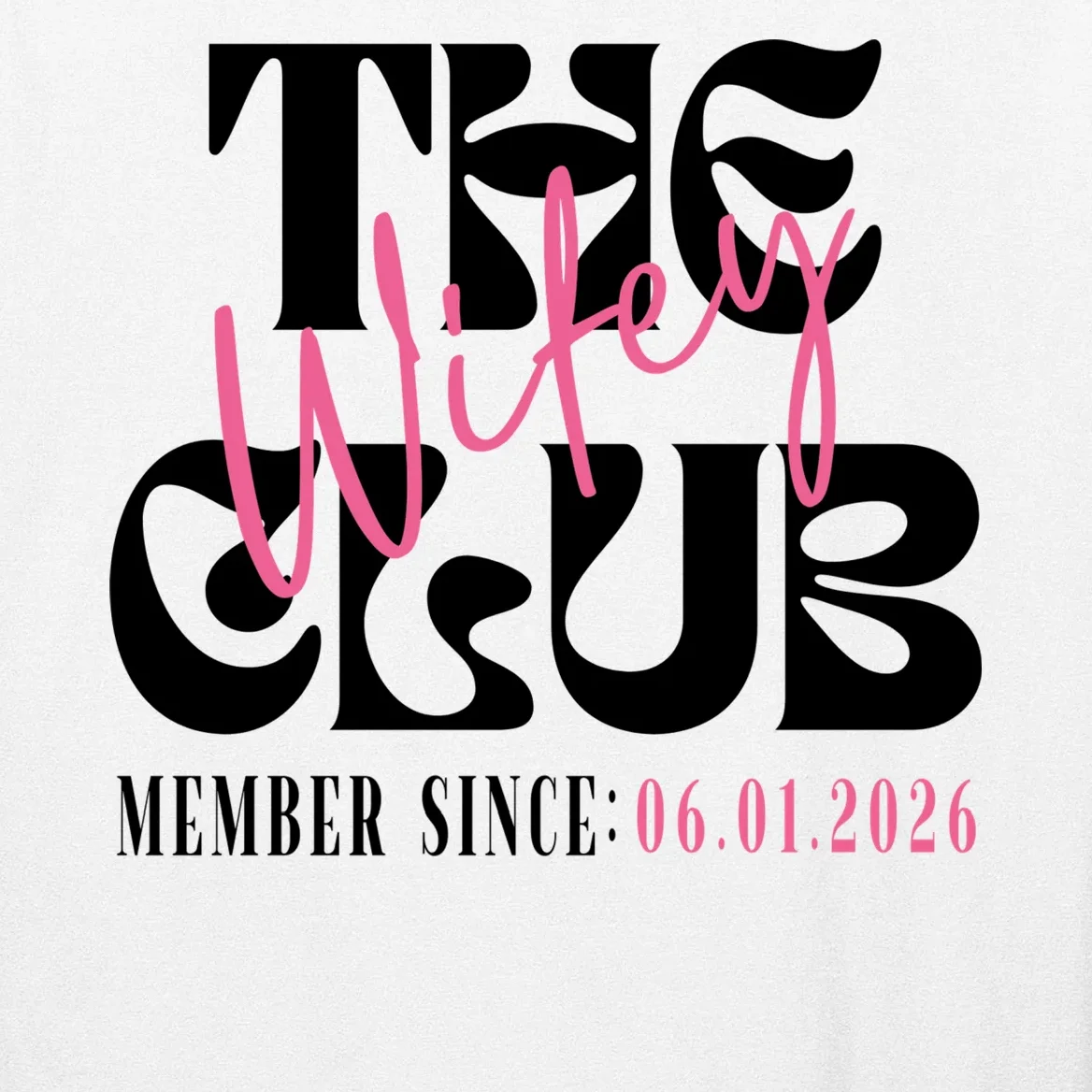 The Wifey Club Customizable Wedding Date Men's Long Sleeve Shirt - Front - Close-up