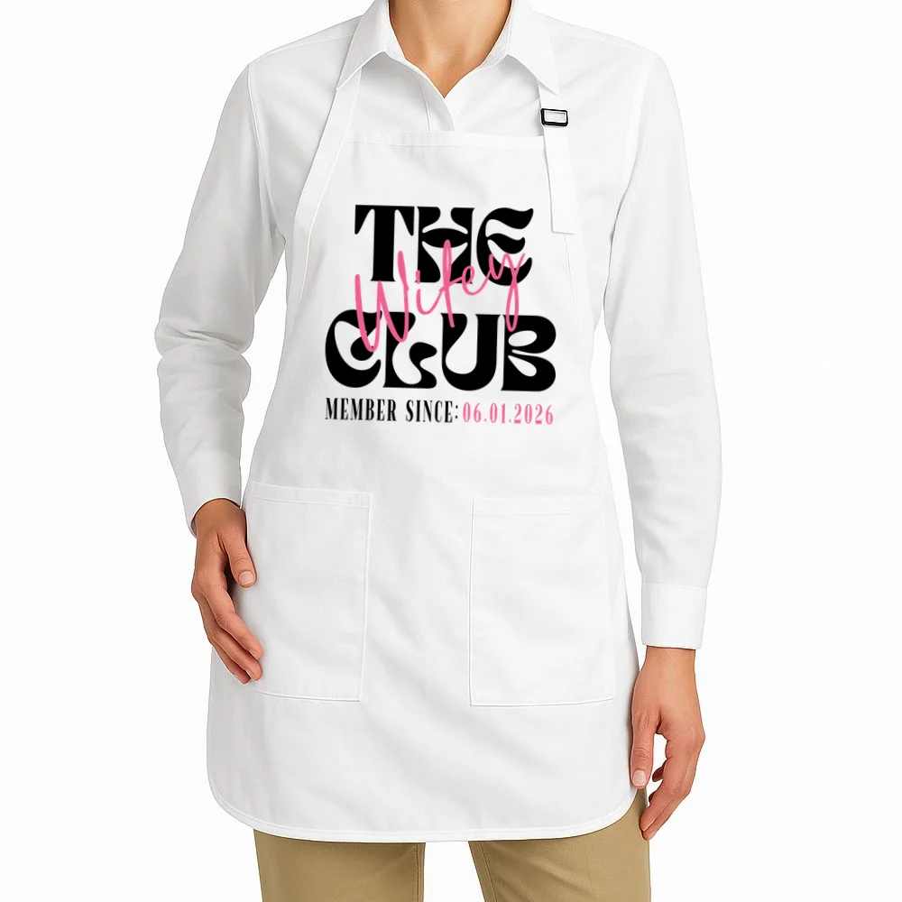 The Wifey Club Customizable Wedding Date Apron - Front 1
