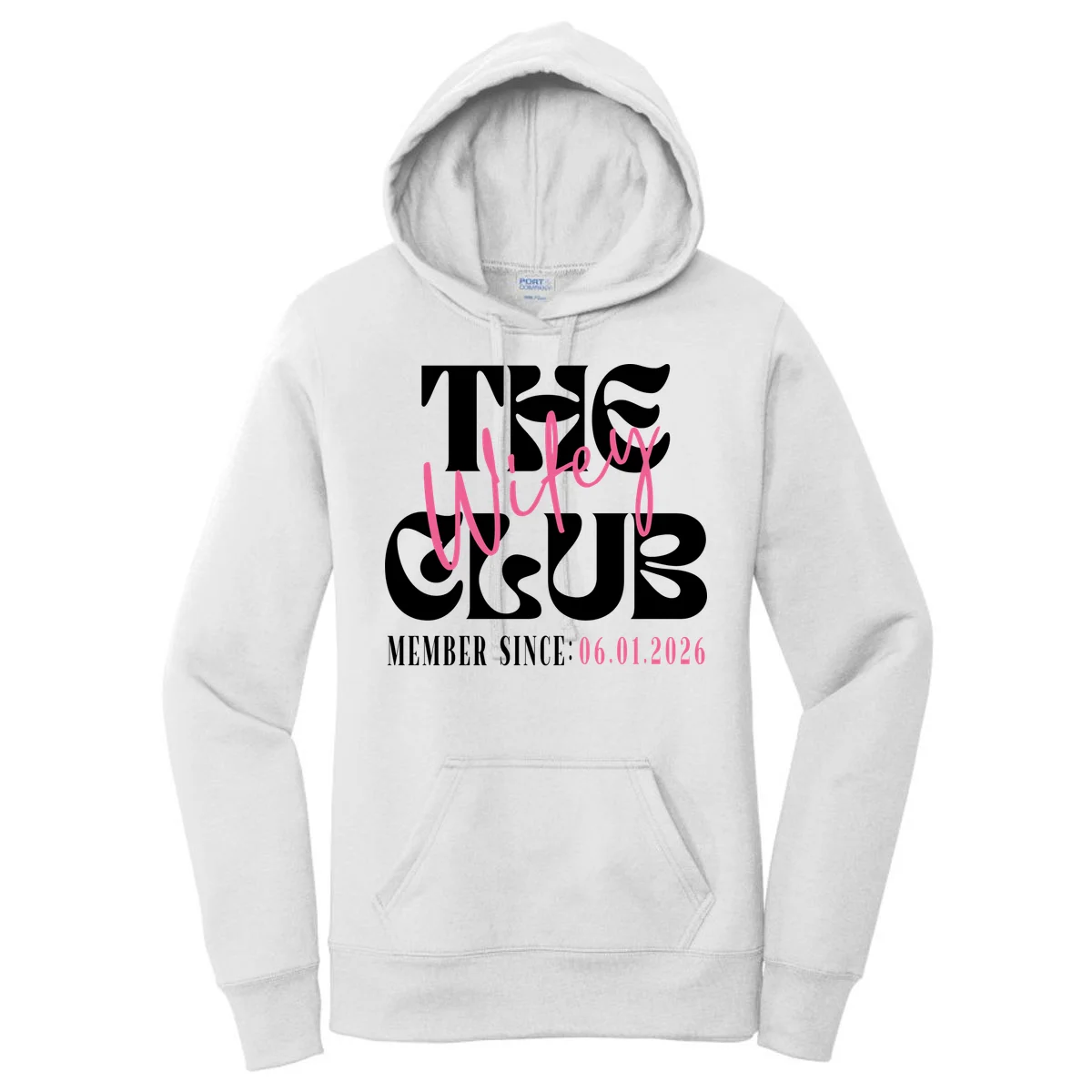 The Wifey Club Customizable Wedding Date Women's Pullover Hoodie - Front