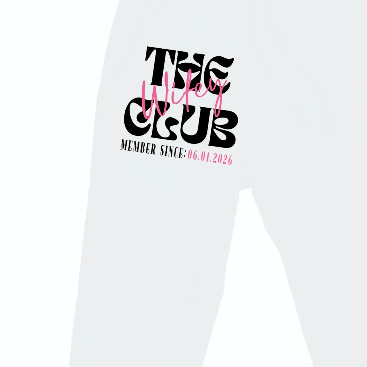 The Wifey Club Customizable Wedding Date Men's Sweatpants - Front - Close-up