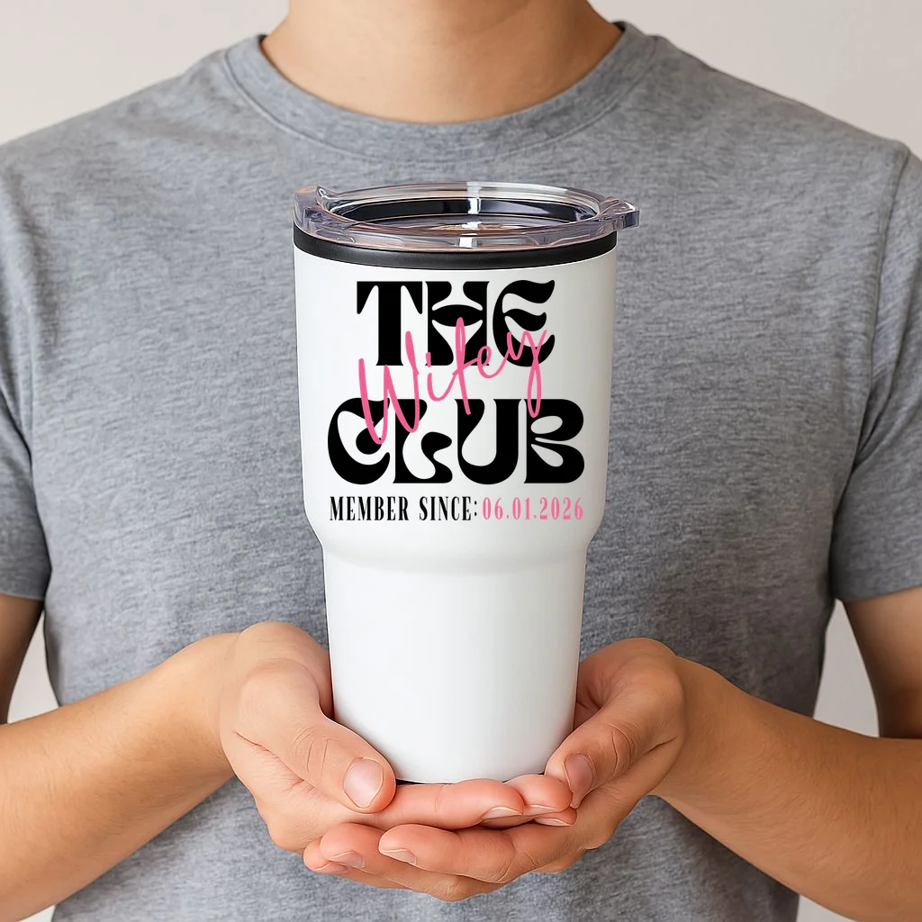 The Wifey Club Customizable Wedding Date 20oz Tumbler - Front 1