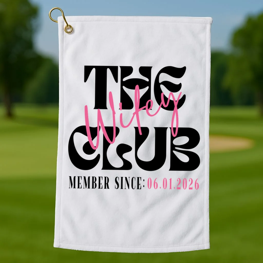 The Wifey Club Customizable Wedding Date Golf Towel - Front 1