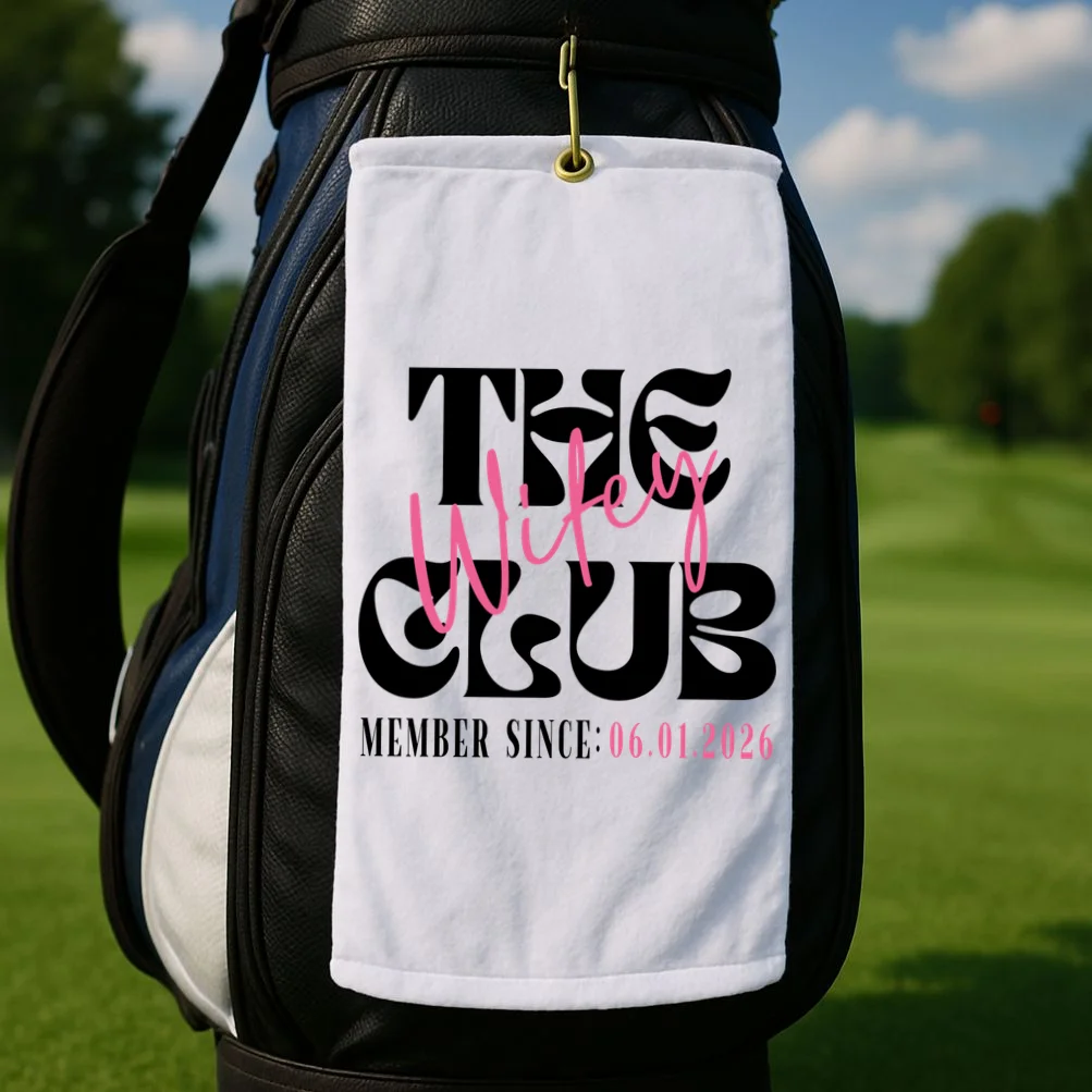 The Wifey Club Customizable Wedding Date Golf Towel - Front 2