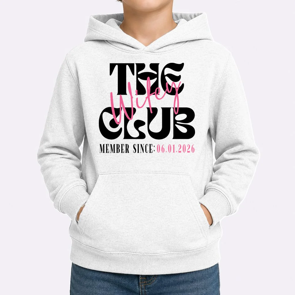 The Wifey Club Customizable Wedding Date Kids Hoodie - Front 1