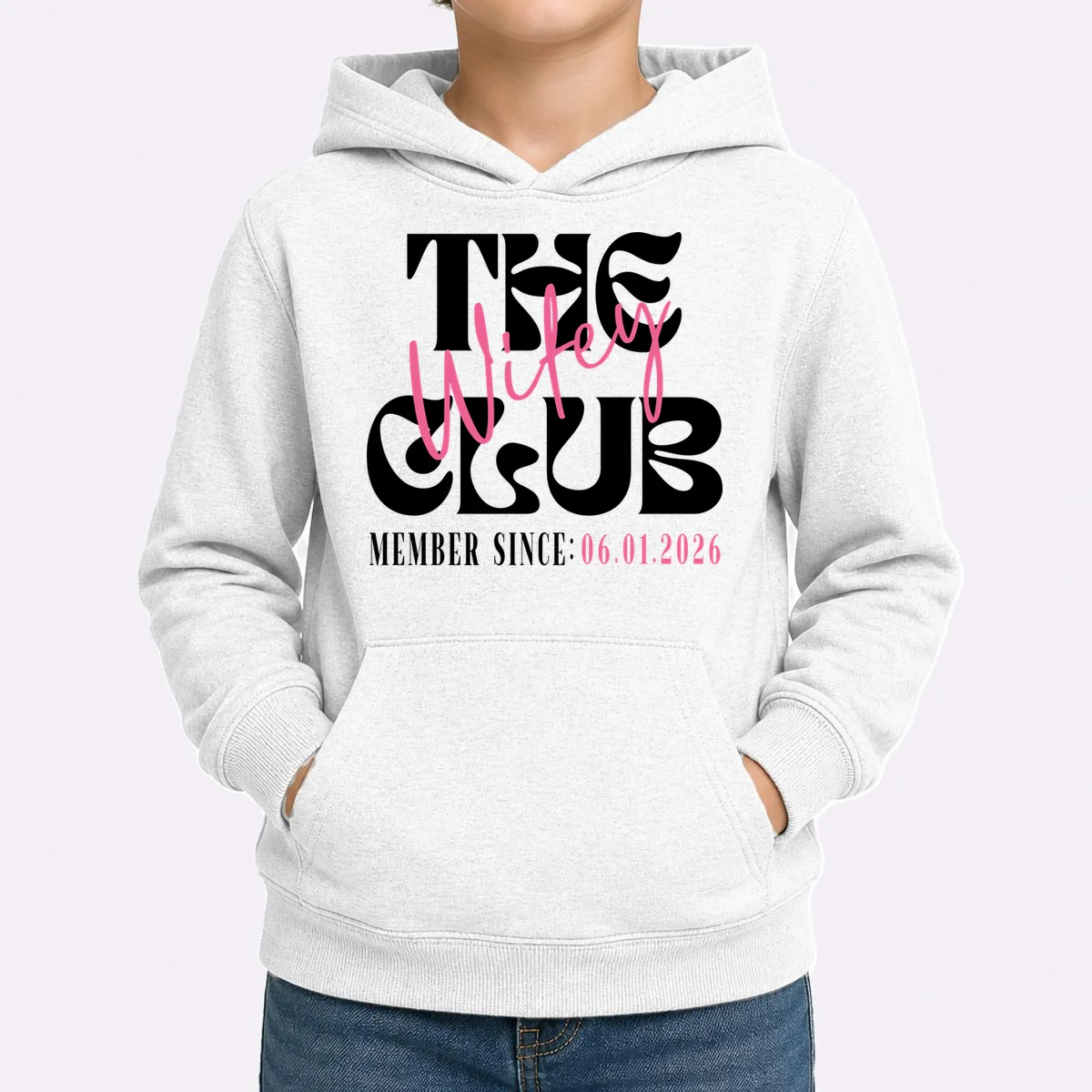 The Wifey Club Customizable Wedding Date Kids Hoodie - Front 1