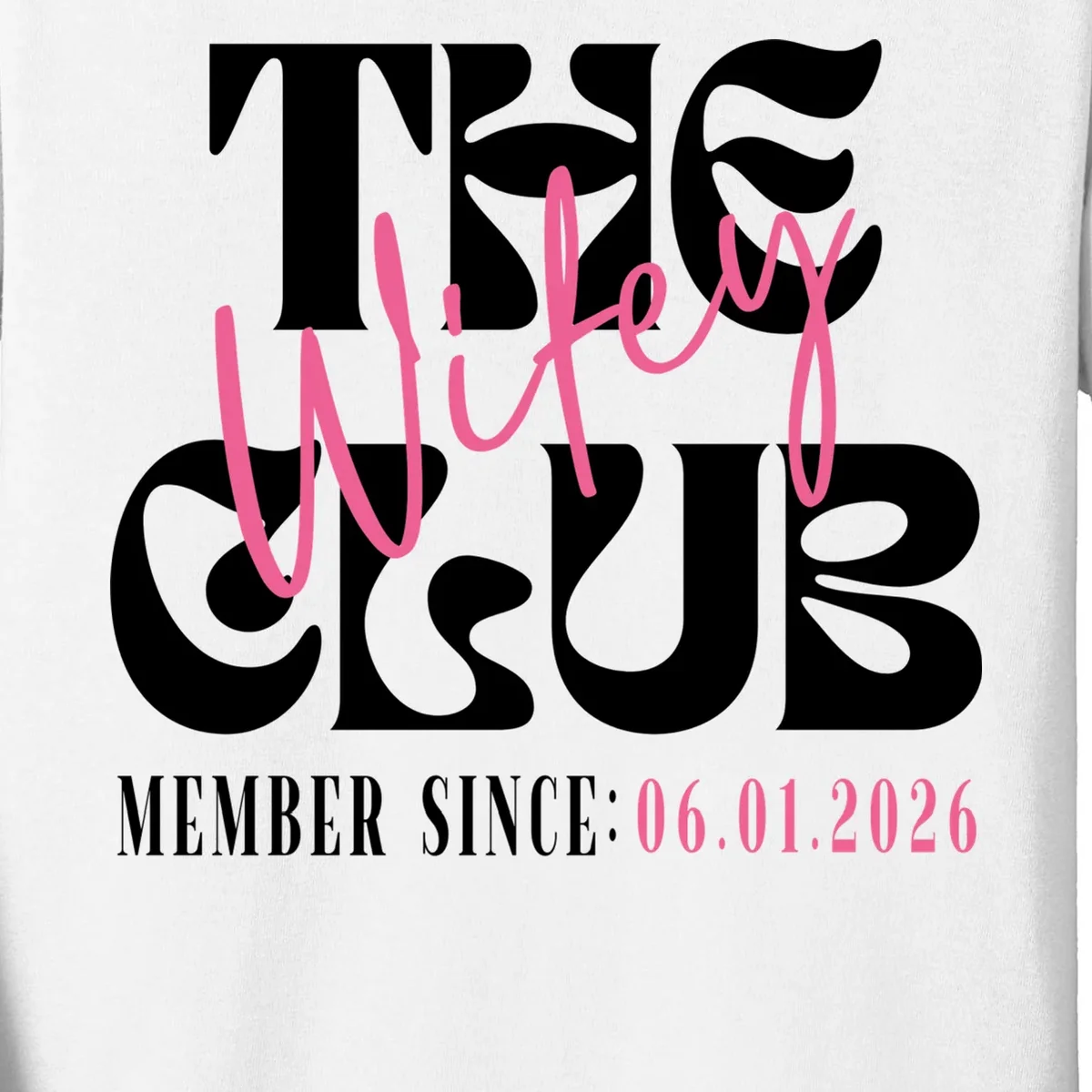 The Wifey Club Customizable Wedding Date Kids Long Sleeve Shirt - Front - Close-up