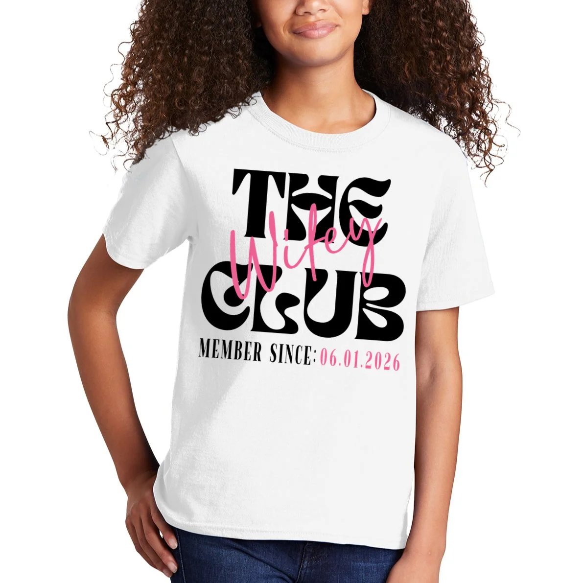 The Wifey Club Customizable Wedding Date Kids T-Shirt - Front 1