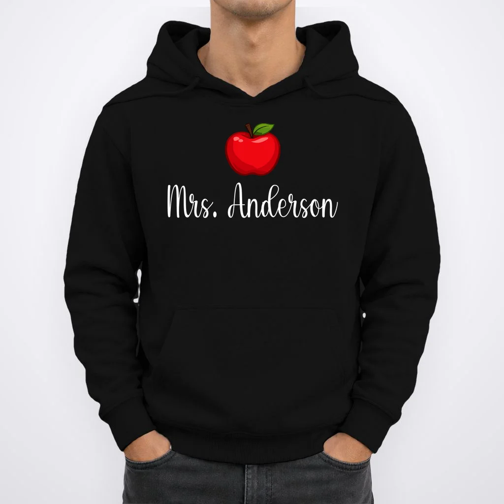 Personalized Teacher Name Apple Hoodie - Front 1