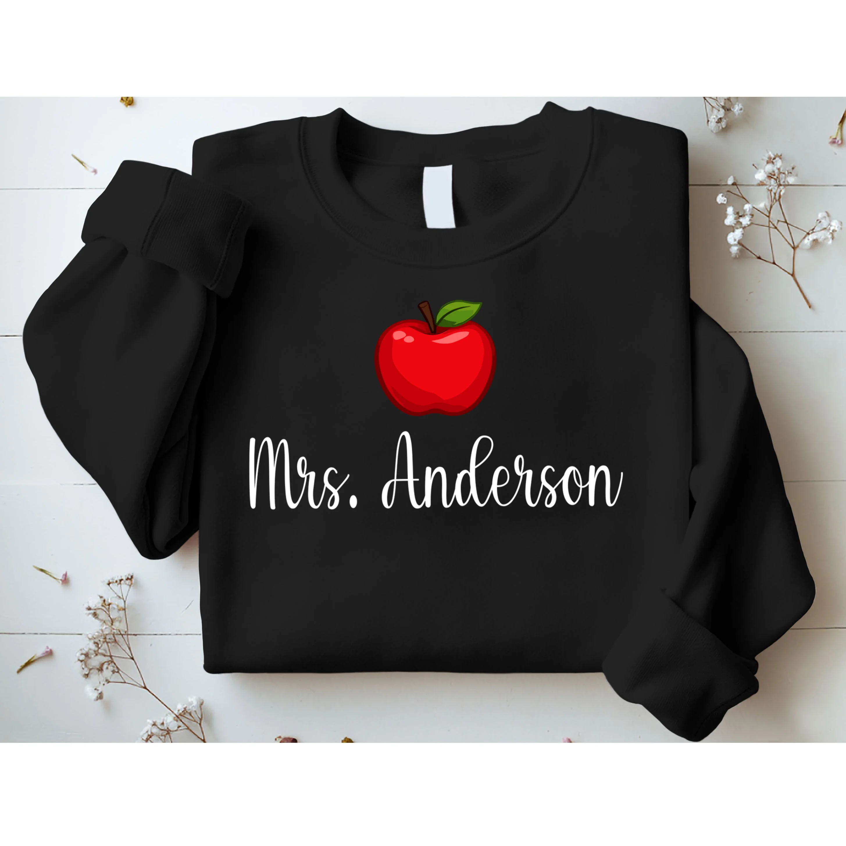 Personalized Teacher Name Apple Sweatshirt - Front 1