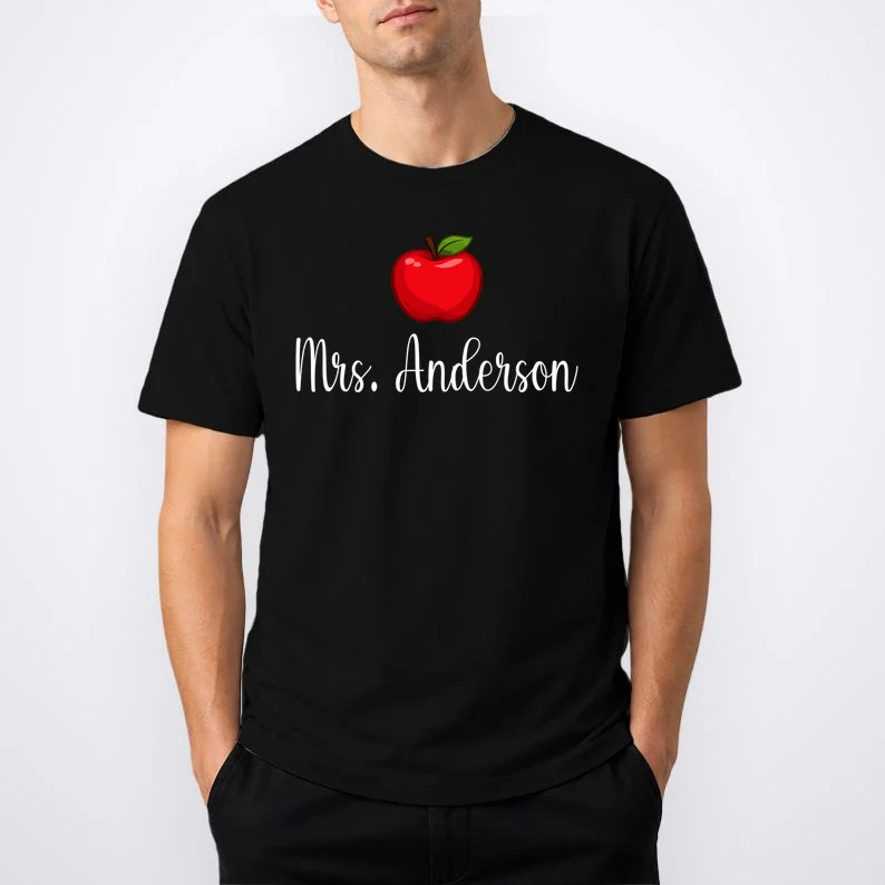 Personalized Teacher Name Apple T-Shirt - Front 1