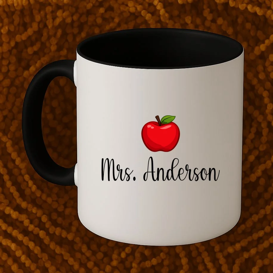 Personalized Teacher Name Apple Coffee Mug - Front 1