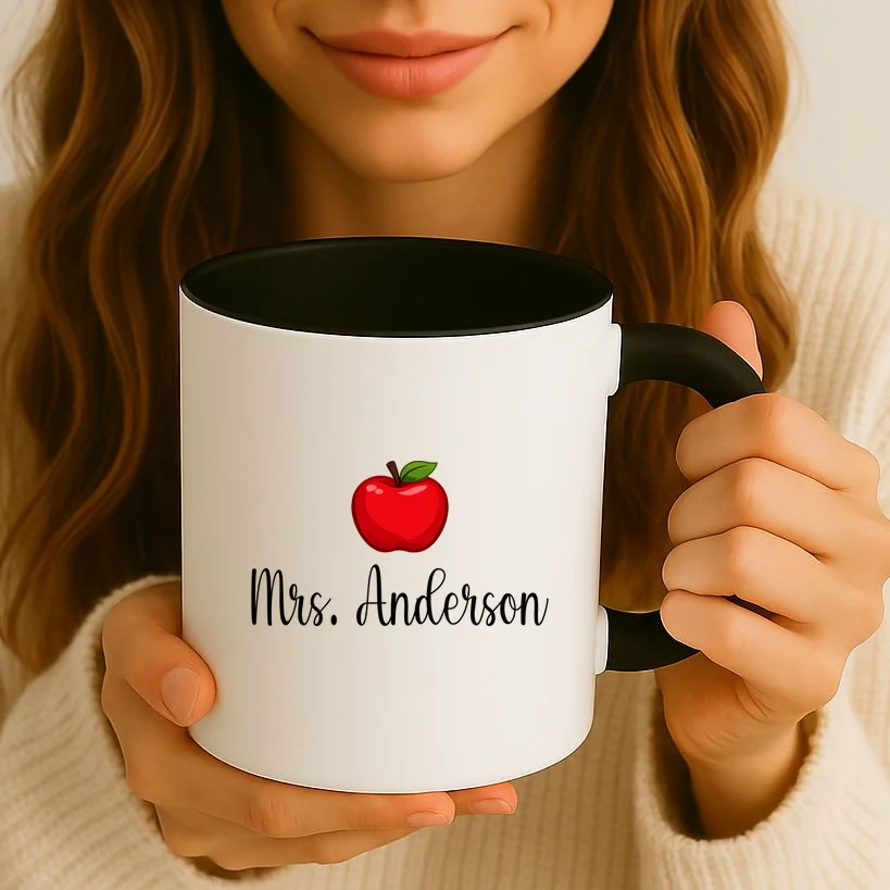 Personalized Teacher Name Apple Coffee Mug - Front 2