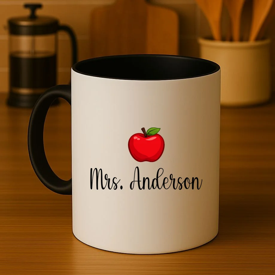 Personalized Teacher Name Apple Coffee Mug - Front 3