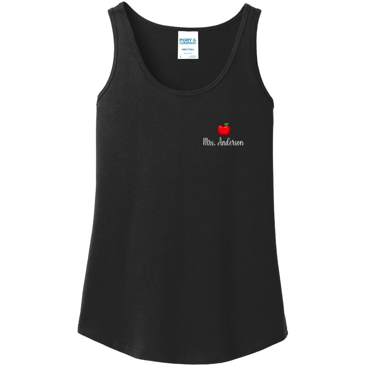 Personalized Teacher Name Apple Women's Tank Top - Front