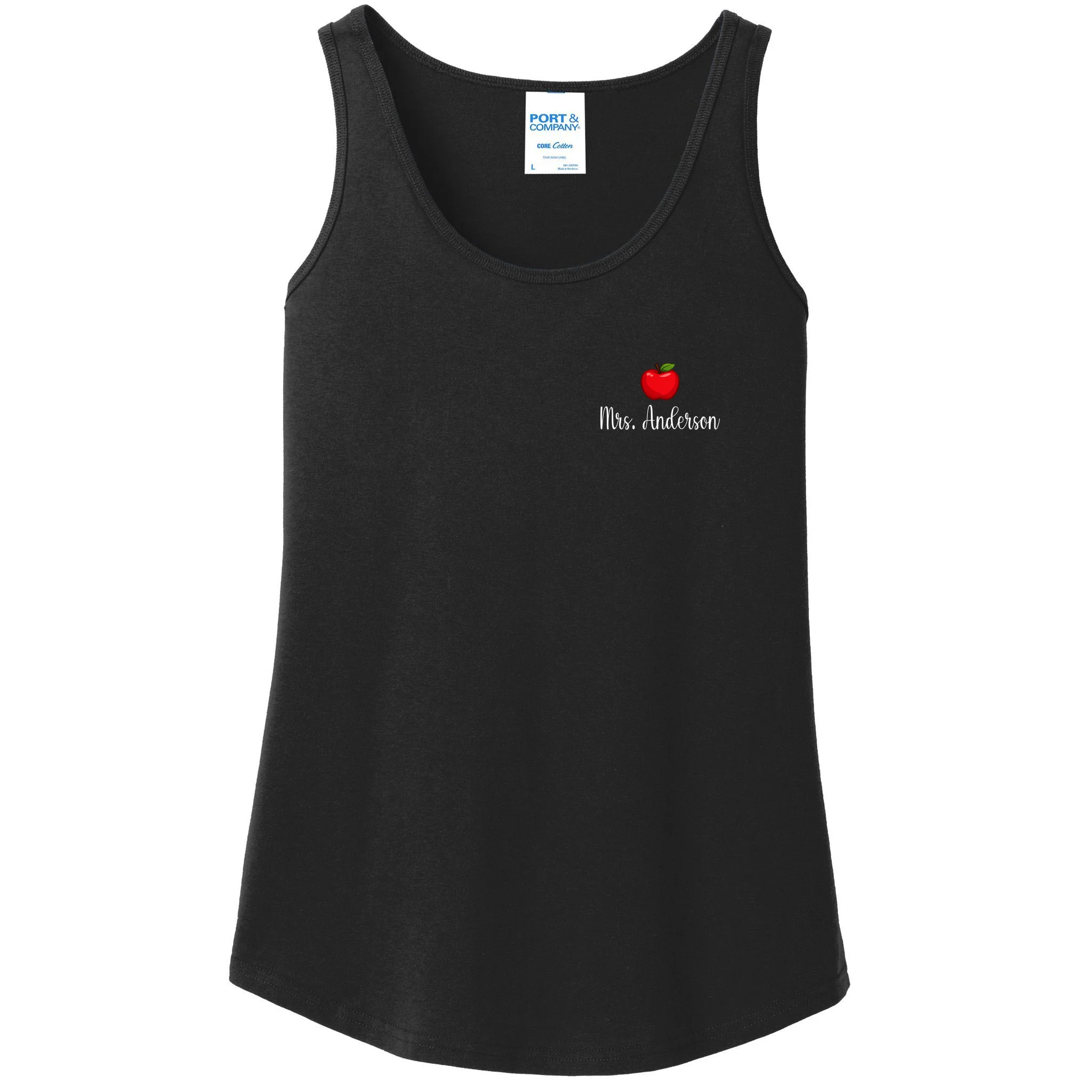 Personalized Teacher Name Apple Women's Tank Top - Front