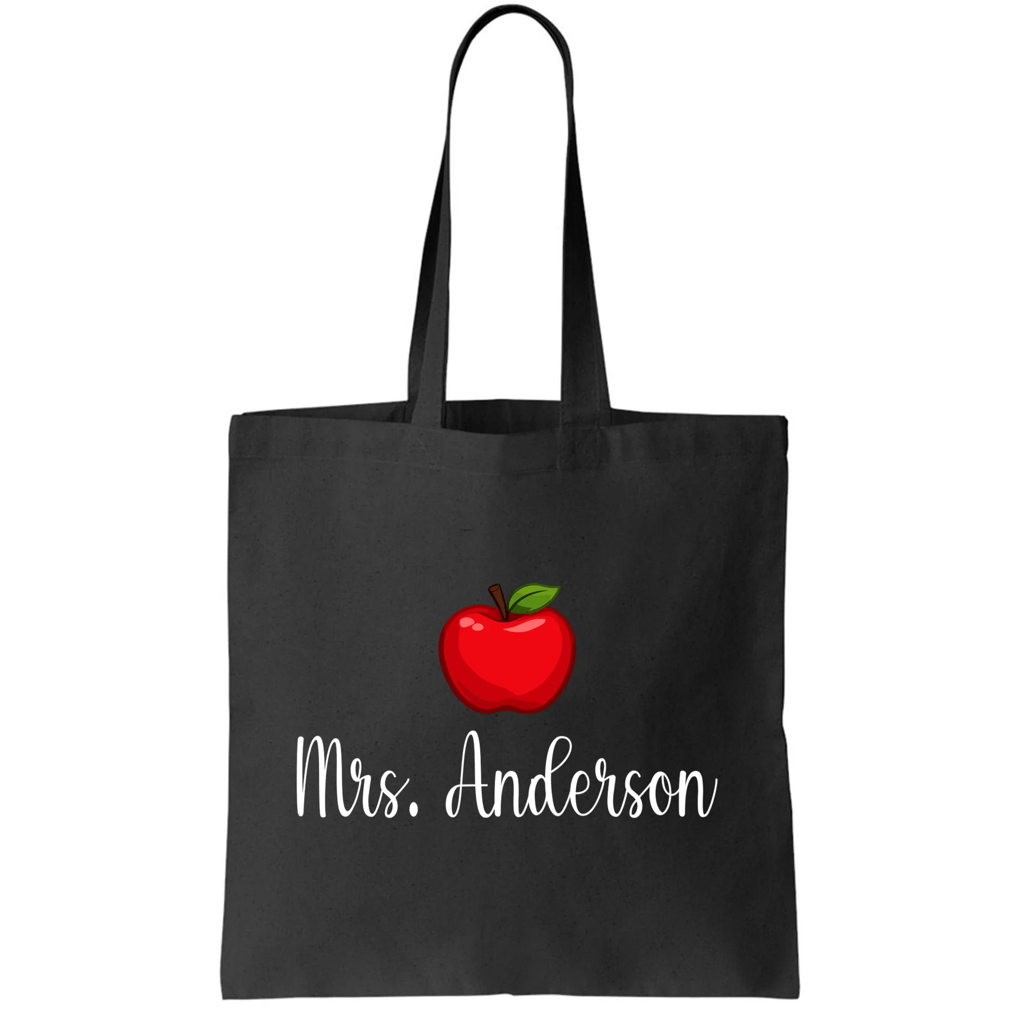Personalized Teacher Name Apple Tote Bag - Front