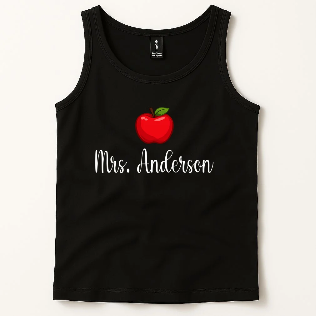 Personalized Teacher Name Apple Tank Top - Front 1