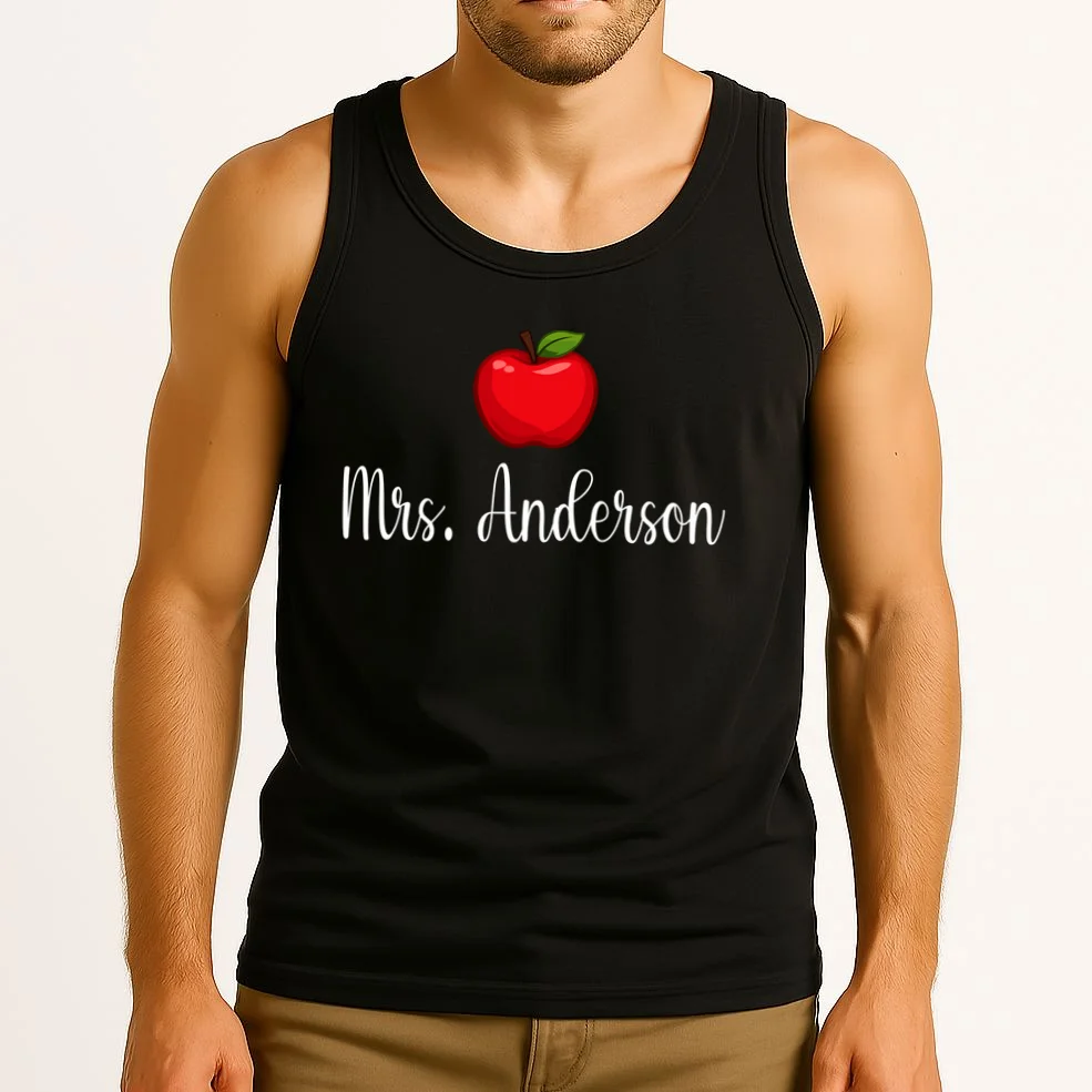 Personalized Teacher Name Apple Tank Top - Front 2