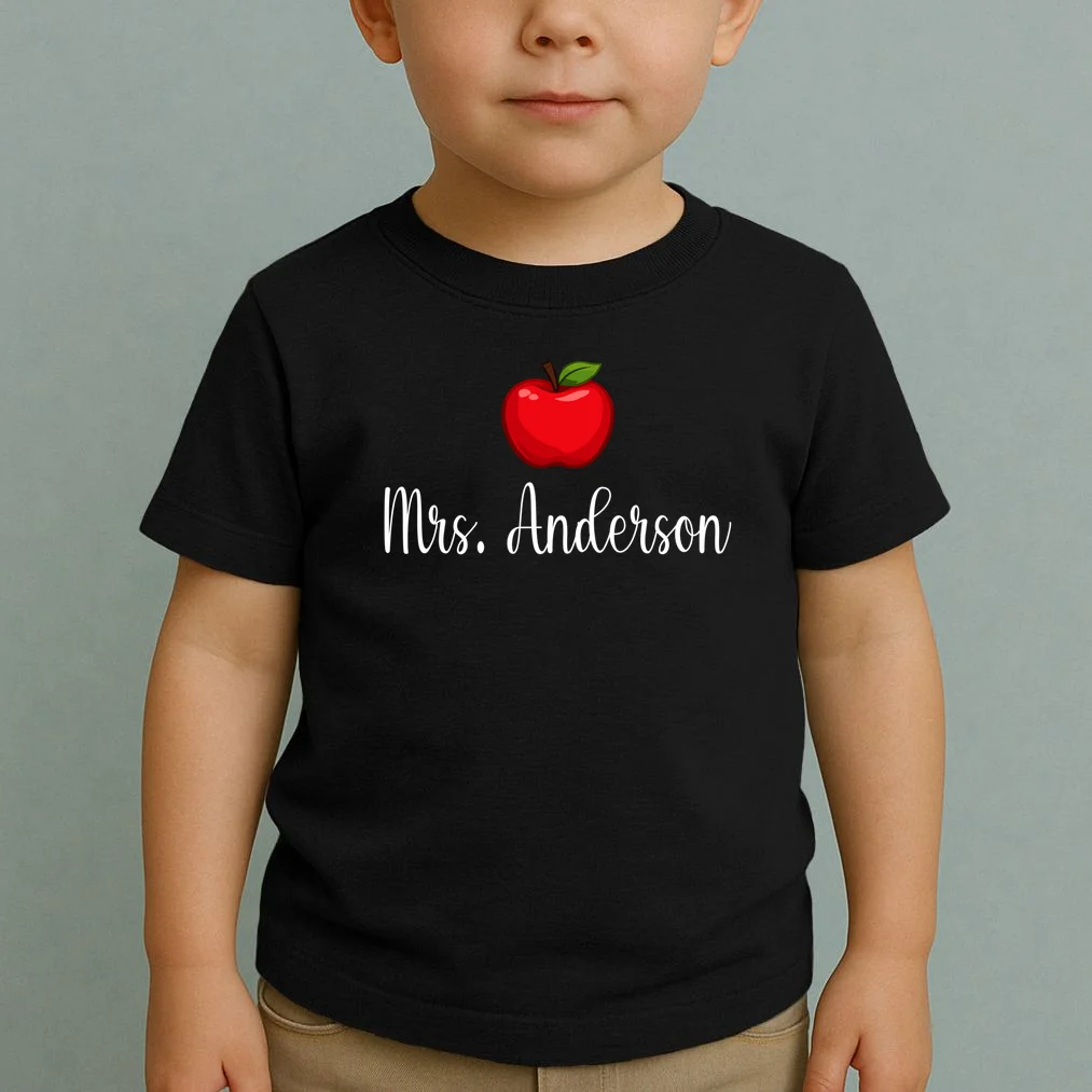 Personalized Teacher Name Apple Toddler T-Shirt - Front 1