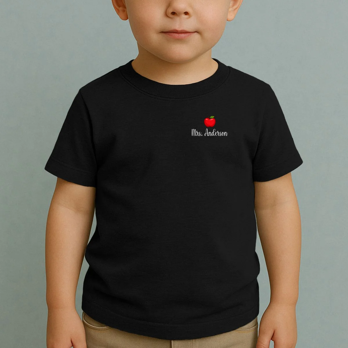 Personalized Teacher Name Apple Toddler T-Shirt - Front 1