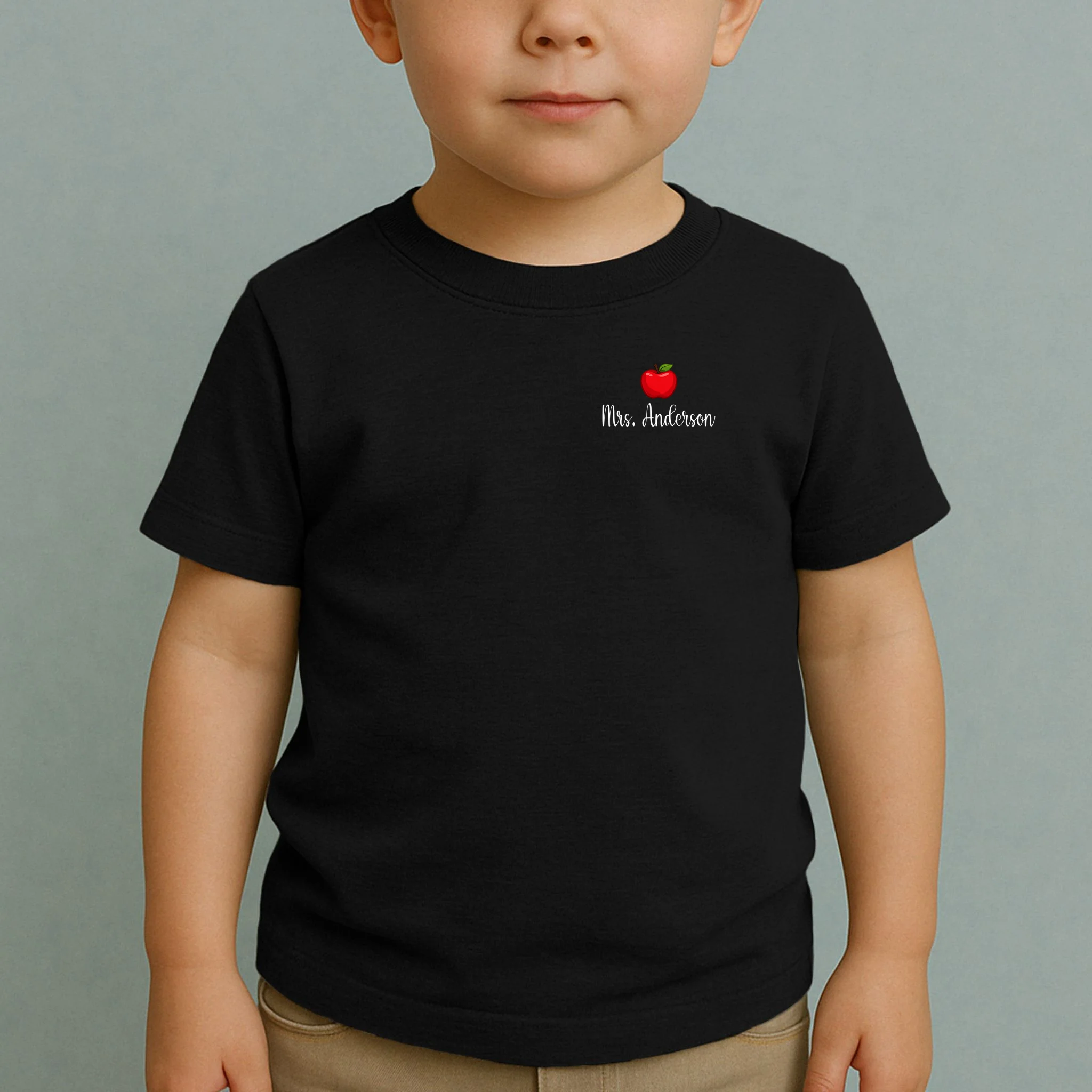 Personalized Teacher Name Apple Toddler T-Shirt - Front 1