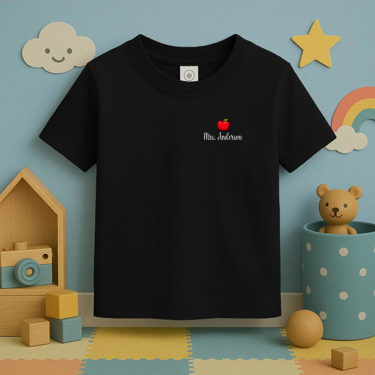 Personalized Teacher Name Apple Toddler T-Shirt - Front 2