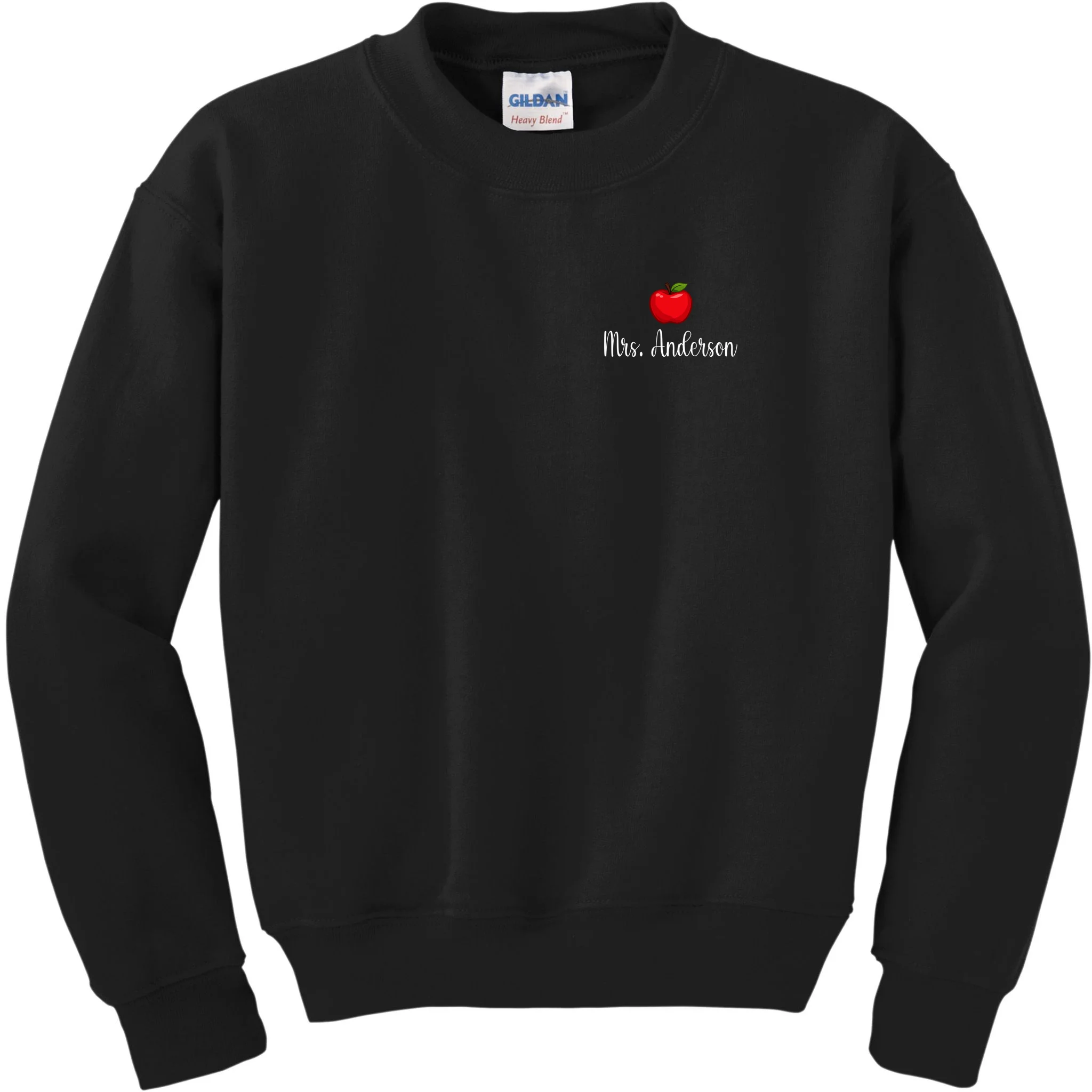 Personalized Teacher Name Apple Kids Sweatshirt - Front