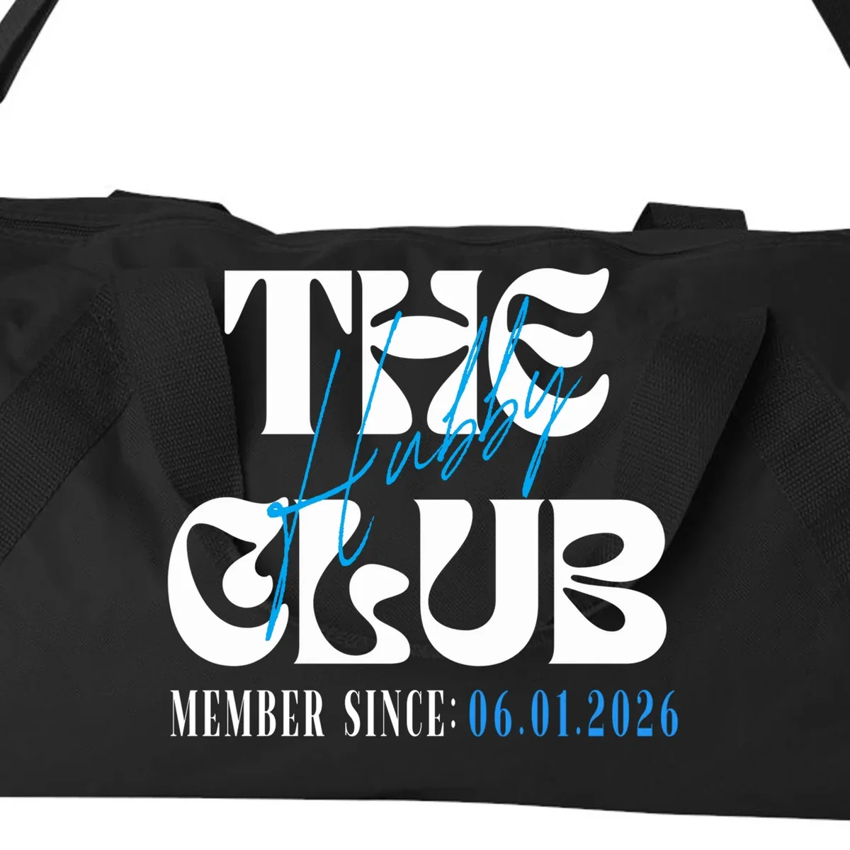The Hubby Club Customizable Wedding Date Duffel Bag - Front - Close-up