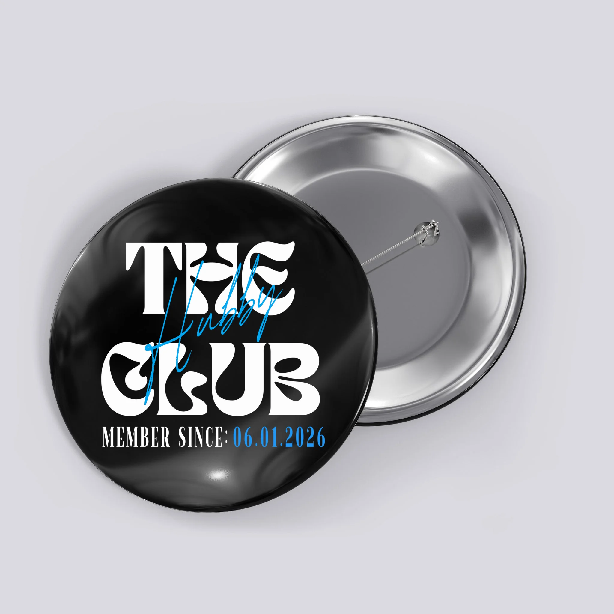 The Hubby Club Customizable Wedding Date Button Front