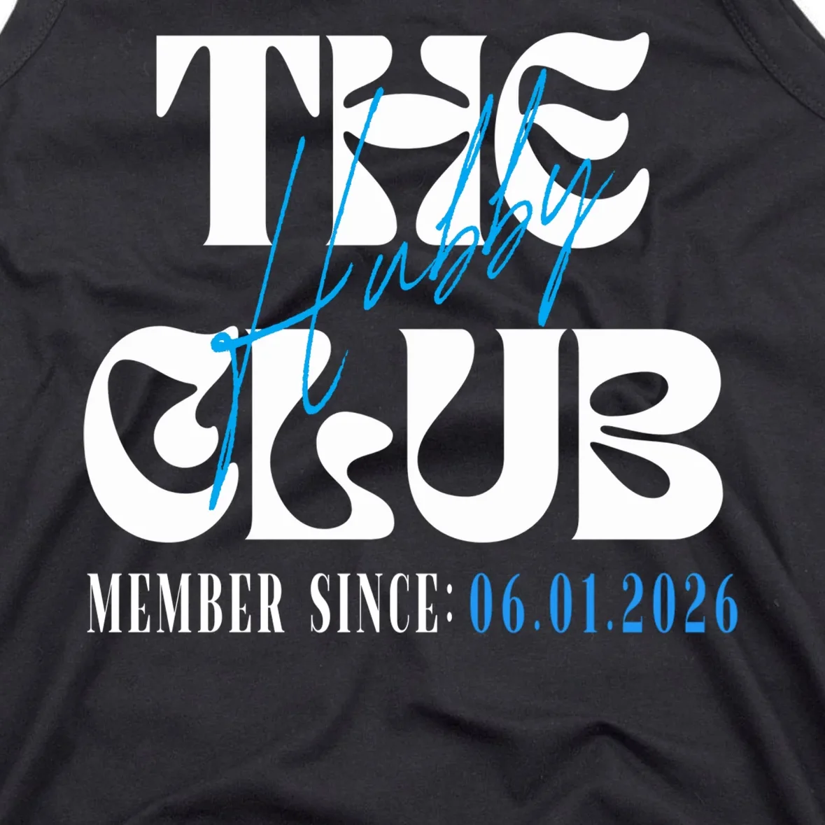 The Hubby Club Customizable Wedding Date Men's Tank Top - Front - Close-up