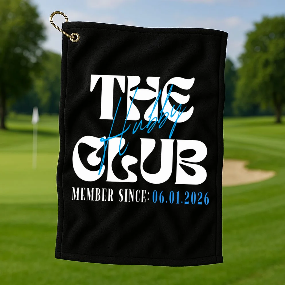 The Hubby Club Customizable Wedding Date Golf Towel - Front 1