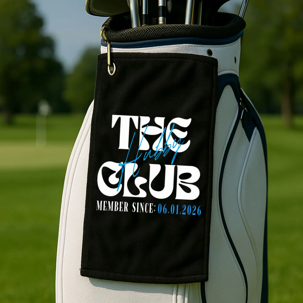 The Hubby Club Customizable Wedding Date Golf Towel - Front 2