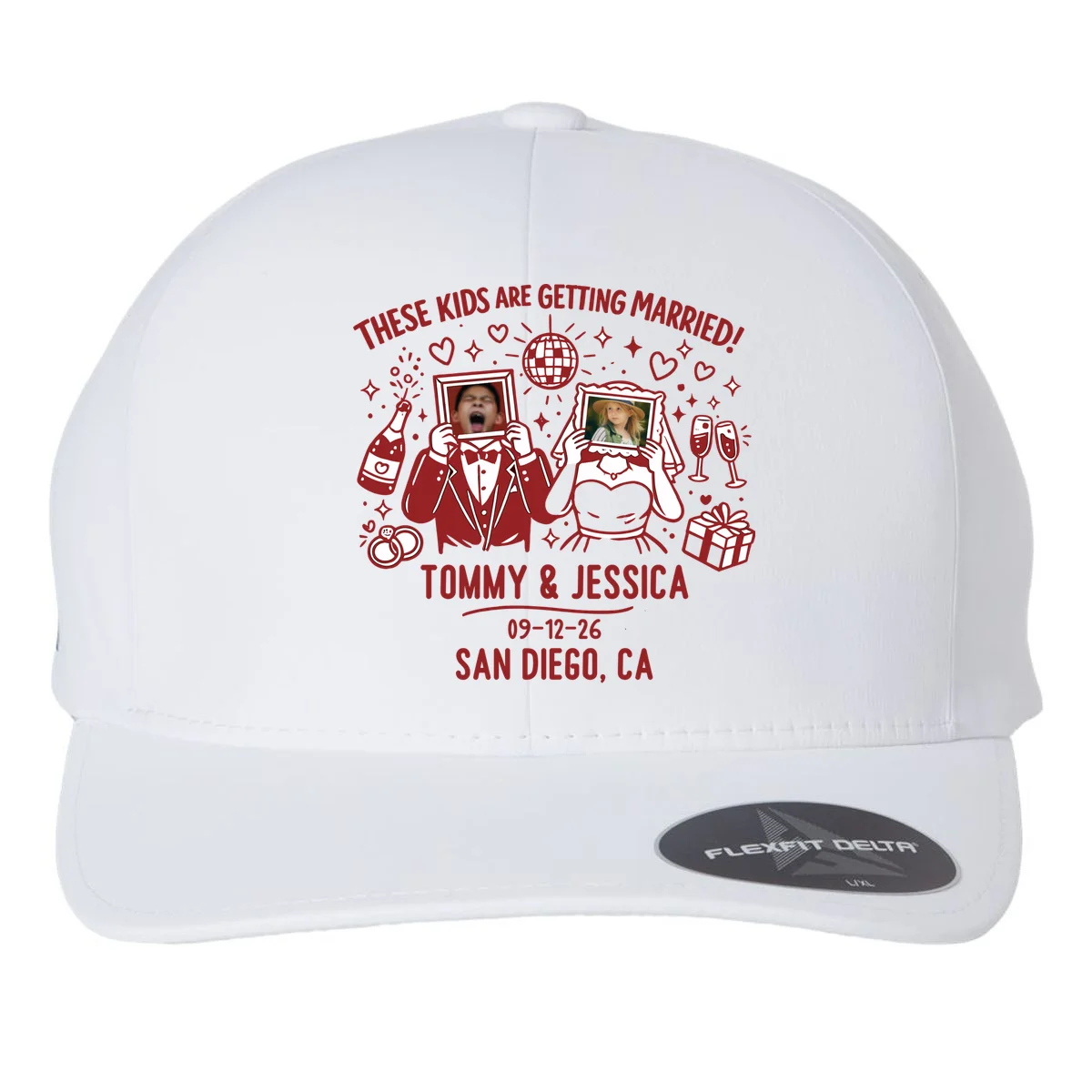 These Kids Are Getting Married Personalized Wedding Flexfit Men's Snapback Hat - Front