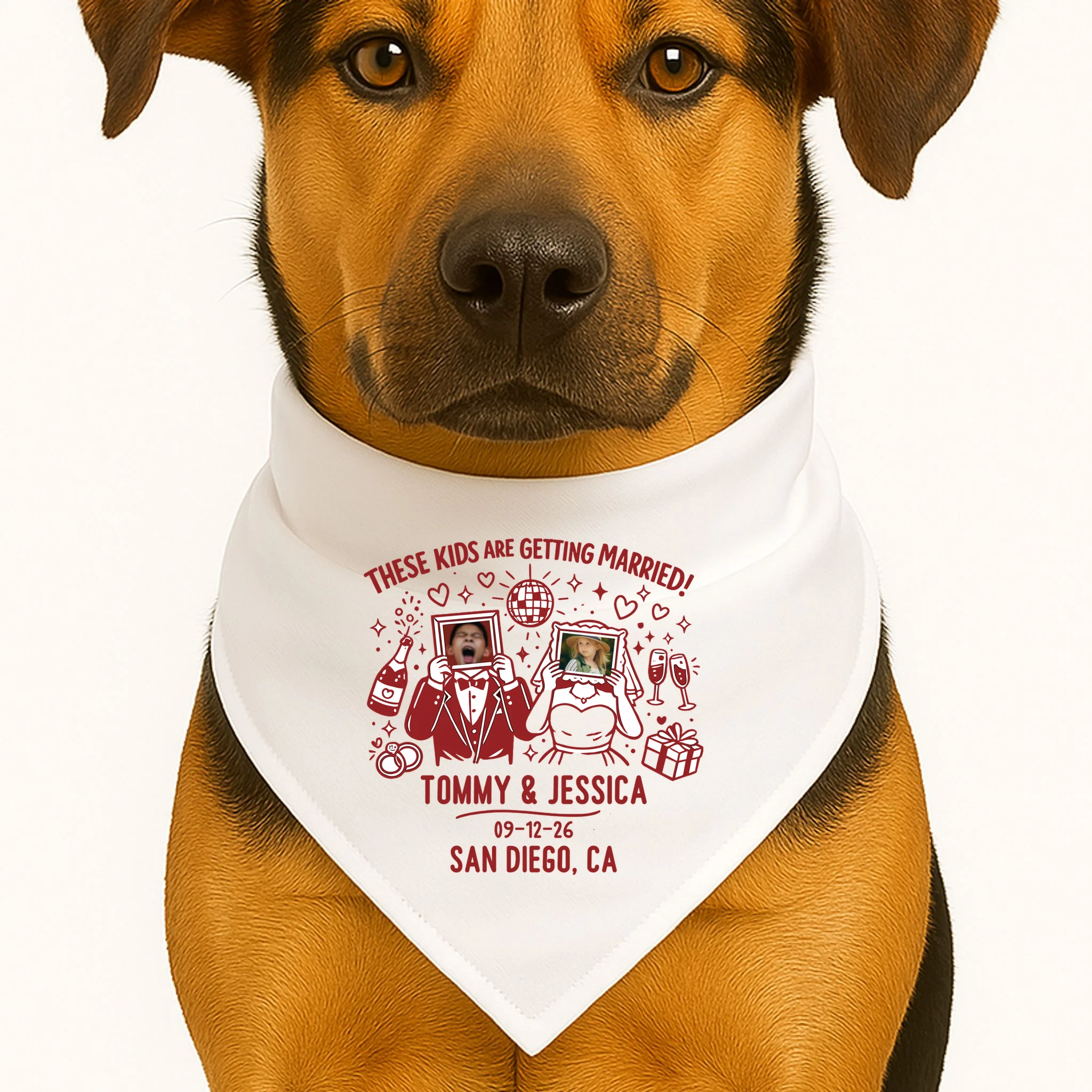 These Kids Are Getting Married Personalized Wedding Dog Bandana - Front 1