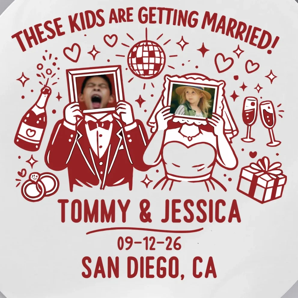 These Kids Are Getting Married Personalized Wedding Button - Front - Close-up