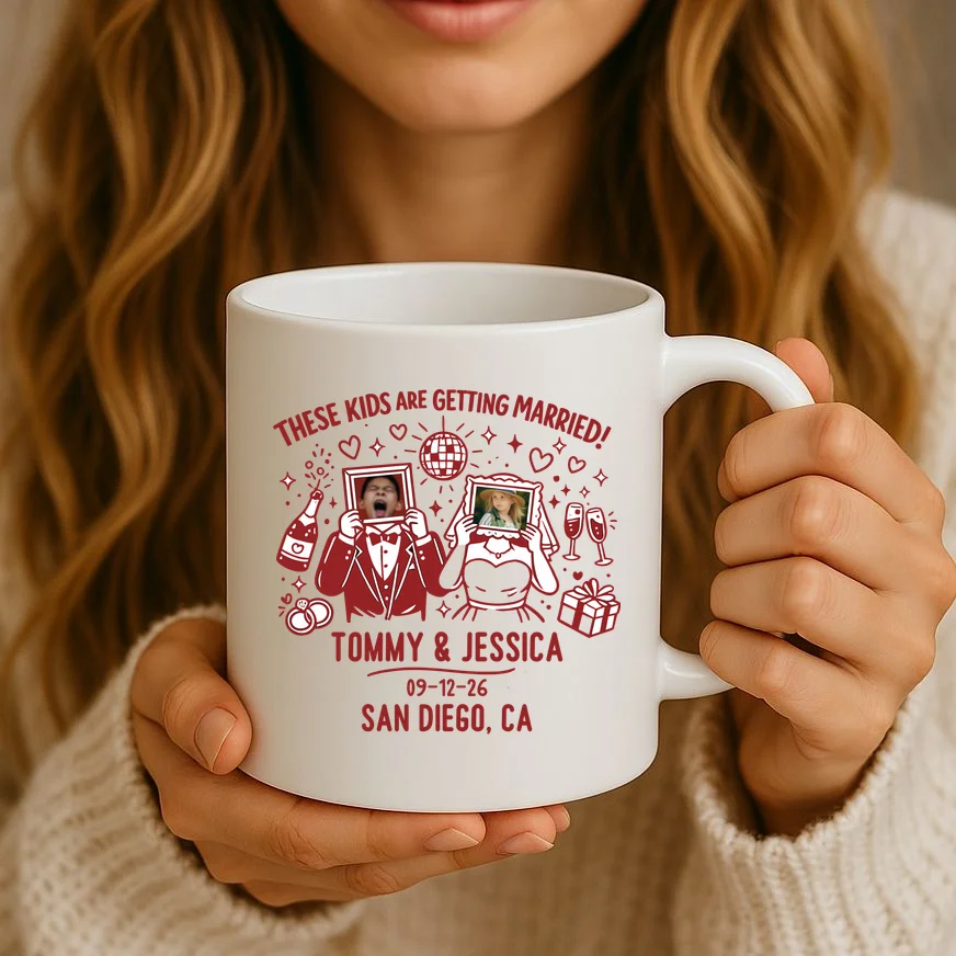These Kids Are Getting Married Personalized Wedding Coffee Mug - Front 2